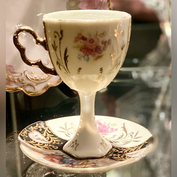 Egg Cup on Pedestal with Saucer, Lenwile Ardalt Japan, china-ware, Vintage - Picture 2 of 11